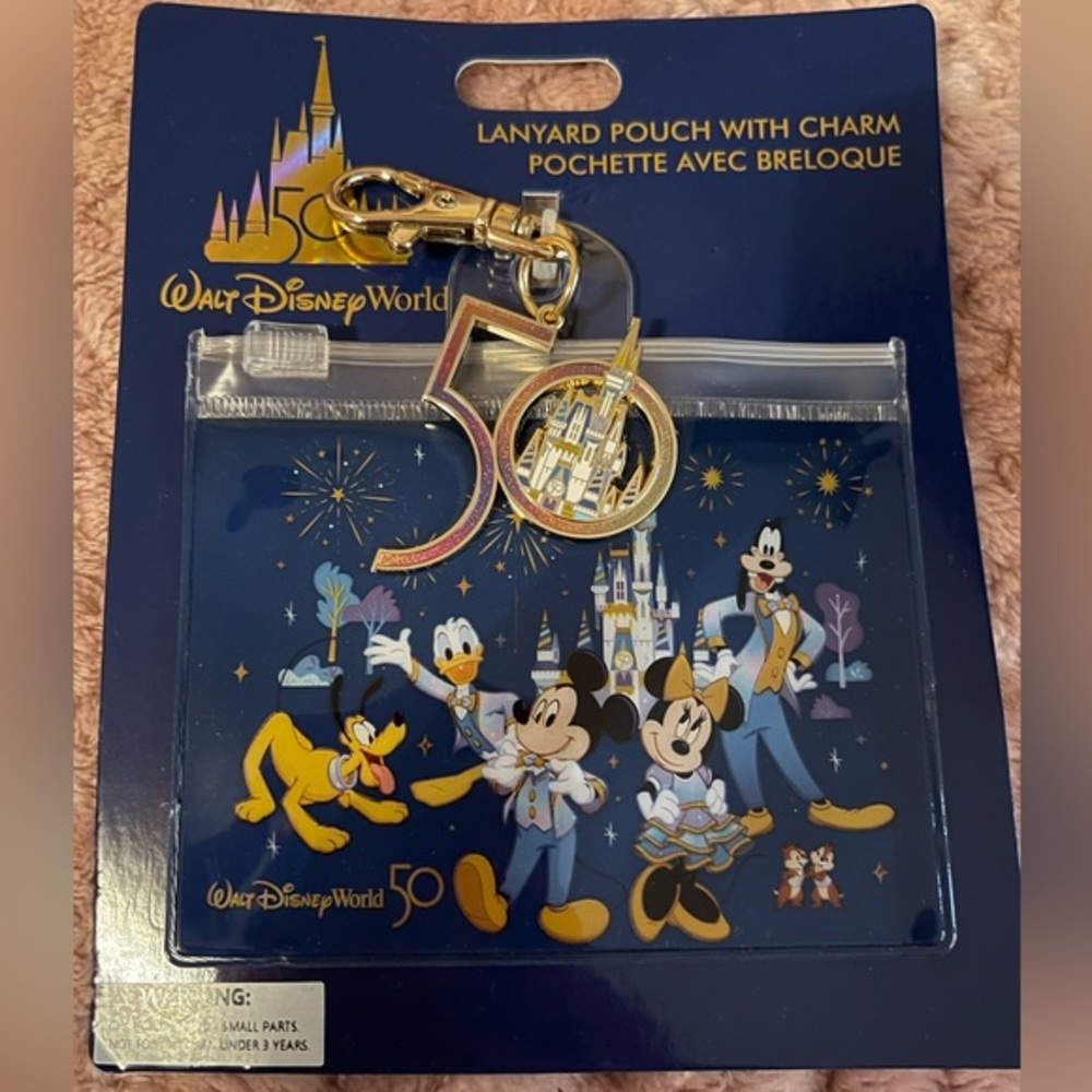 Disney 50th anniversary landyard pouch with charm